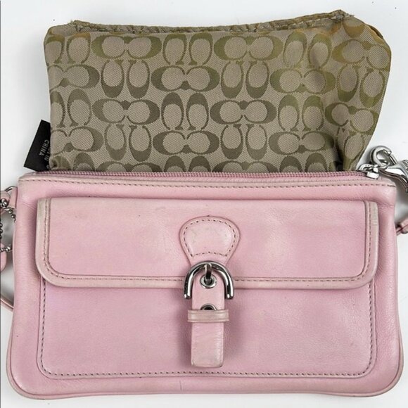 Coach Soho Buckle Baby Pink Buttery Soft Leather Signature Monogram Y2K Wristlet - Picture 11 of 16